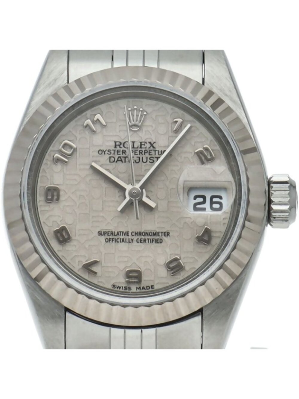 Rolex Datejust Watch Computer Dial Box And Card 18k White Gold And Stainless